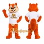 Orange Squirrel Mascot Costume with White Shirt