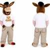 Brown Donkey Mascot Costume with Beige Pants