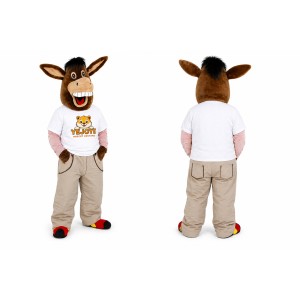 Brown Donkey Mascot Costume with Beige Pants