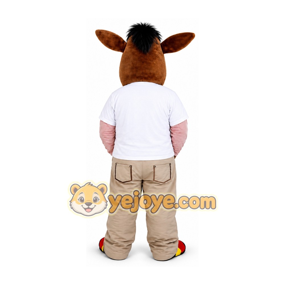 Brown Donkey Mascot Costume with Beige Pants Brown Donkey Mascot Costume with Beige Pants