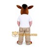 Brown Donkey Mascot Costume with Beige Pants Brown Donkey Mascot Costume with Beige Pants