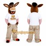 Brown Donkey Mascot Costume with Beige Pants