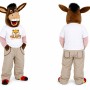 Brown Donkey Mascot Costume with Beige Pants