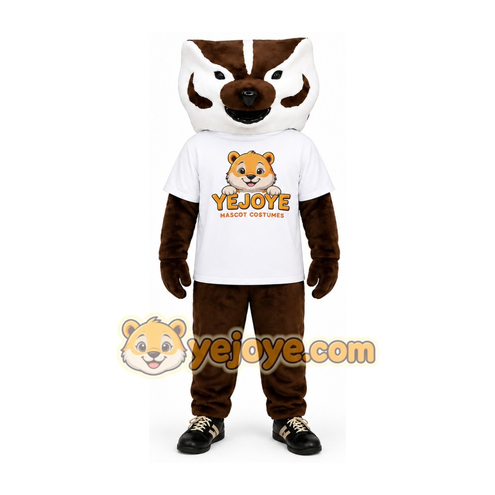 Brown Raccoon Mascot Costume with White T-Shirt Brown Raccoon Mascot Costume with White T-Shirt