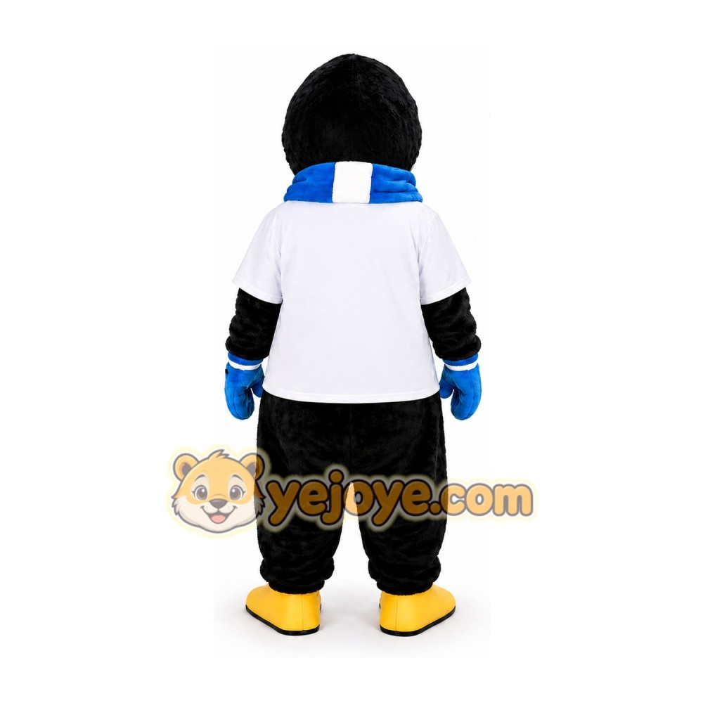 Black White Penguin Mascot Costume with Blue Scarf Black White Penguin Mascot Costume with Blue Scarf