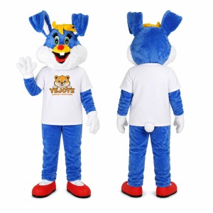 Blue Bunny Mascot Costume with Red Shoes