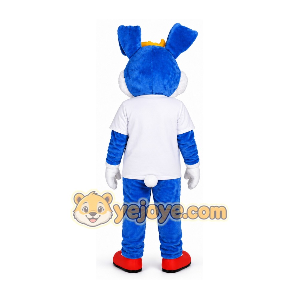Blue Bunny Mascot Costume with Red Shoes Blue Bunny Mascot Costume with Red Shoes