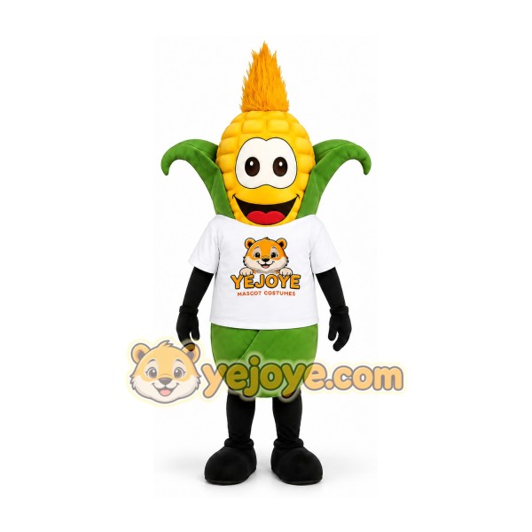 Yellow Corn Mascot Costume with Green Leaves Yellow Corn Mascot Costume with Green Leaves