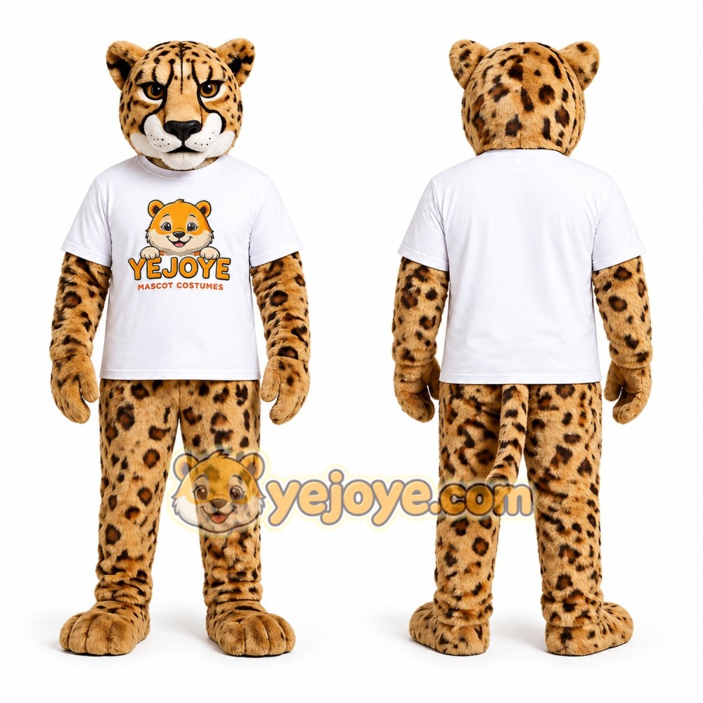 Spotted Leopard Mascot Costume with White Shirt