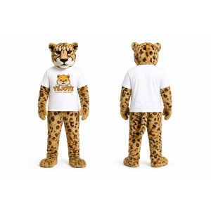 Spotted Leopard Mascot Costume with White Shirt