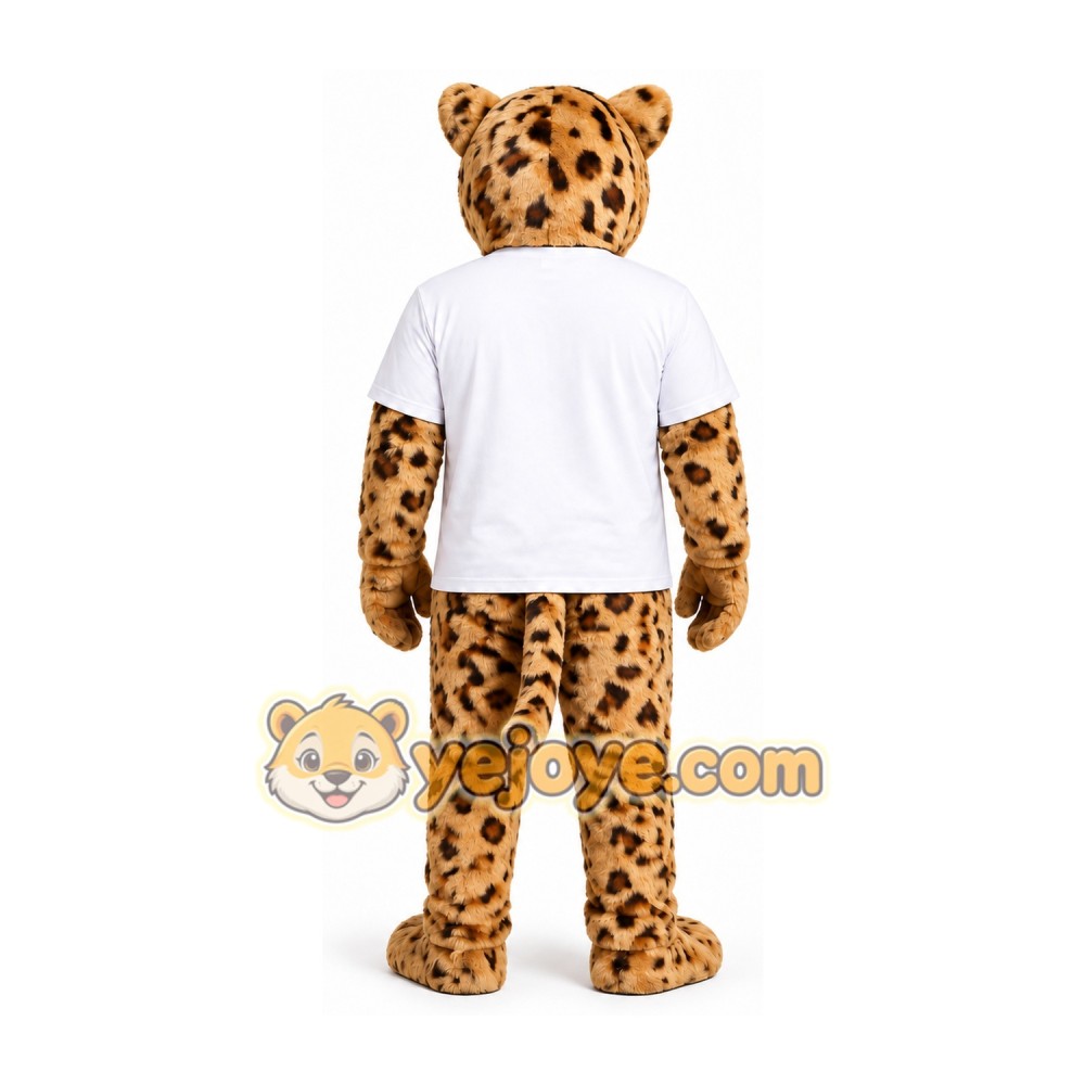 Spotted Leopard Mascot Costume with White Shirt