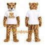 Spotted Leopard Mascot Costume with White Shirt