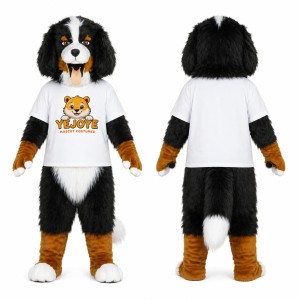 Black White Dog Mascot Costume with White T-Shirt
