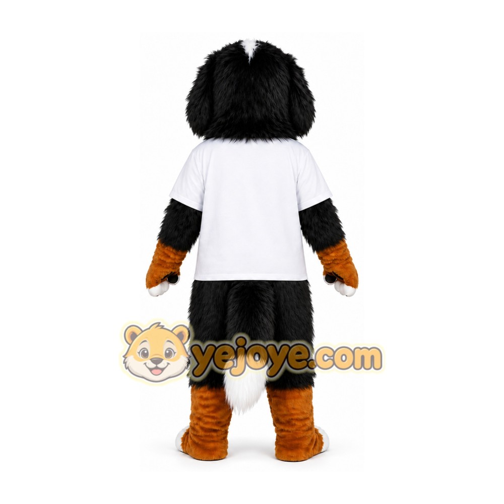 Black White Dog Mascot Costume with White T-Shirt Black White Dog Mascot Costume with White T-Shirt
