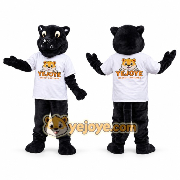 Black Panther Mascot Costume with White T-Shirt