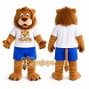 Brown Lion Mascot Costume with Blue Shorts