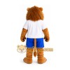 Brown Lion Mascot Costume with Blue Shorts