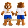 Brown Lion Mascot Costume with Blue Shorts