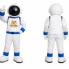 White Astronaut Mascot Costume with Blue Trim
