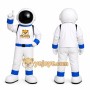 White Astronaut Mascot Costume with Blue Trim