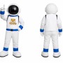 White Astronaut Mascot Costume with Blue Trim