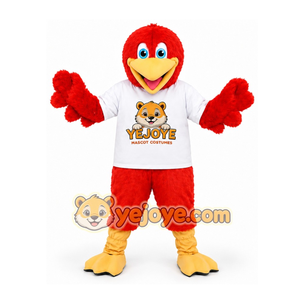 Red Bird Mascot Costume with White T-Shirt