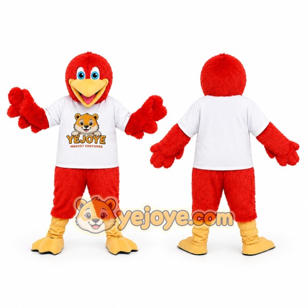 Red Bird Mascot Costume with White T-Shirt