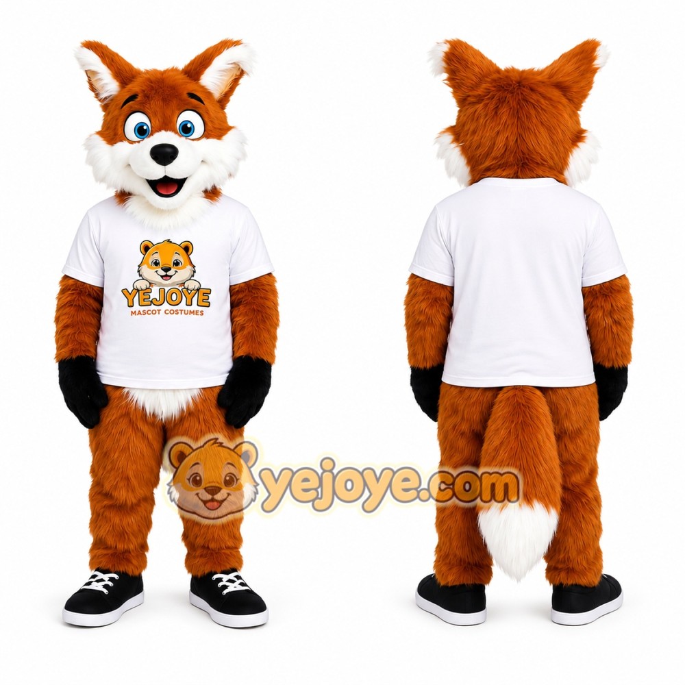 Orange Fox Mascot Costume with Black Shoes