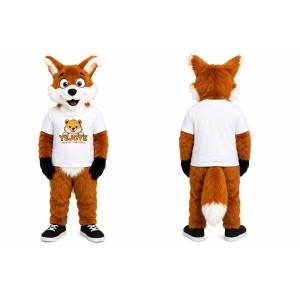 Orange Fox Mascot Costume with Black Shoes