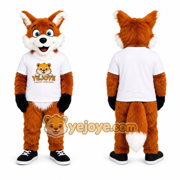 Orange Fox Mascot Costume with Black Shoes