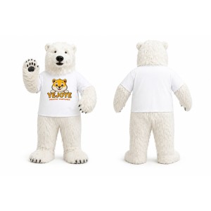 White Polar Bear Mascot Costume with White Shirt