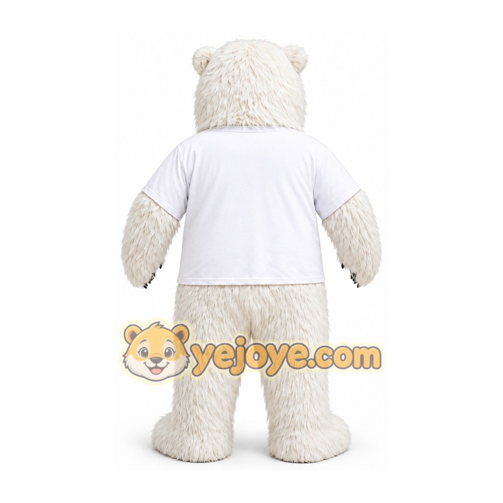 White Polar Bear Mascot Costume with White Shirt