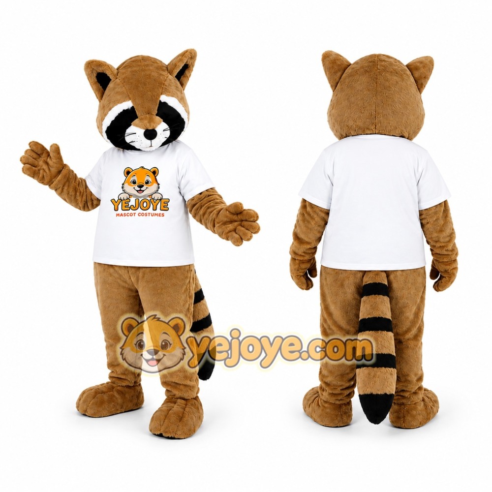 Brown Raccoon Mascot Costume with Striped Tail Brown Raccoon Mascot Costume with Striped Tail
