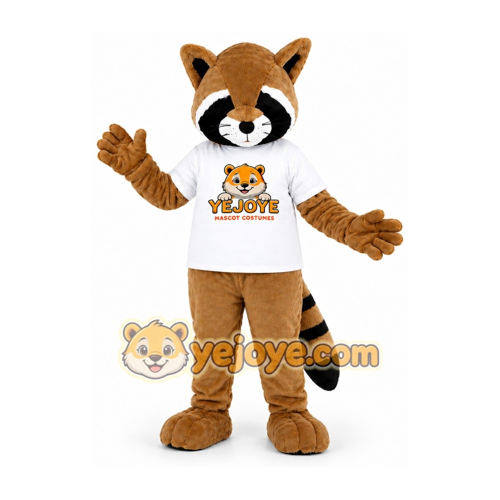 Brown Raccoon Mascot Costume with Striped Tail Brown Raccoon Mascot Costume with Striped Tail