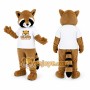 Brown Raccoon Mascot Costume with Striped Tail