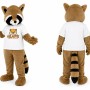 Brown Raccoon Mascot Costume with Striped Tail