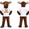 Brown Moose Mascot Costume with White T-Shirt