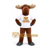 Brown Moose Mascot Costume with White T-Shirt