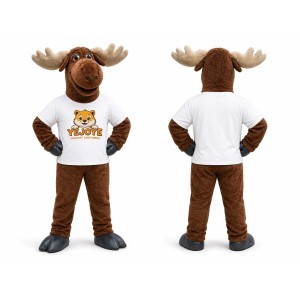 Brown Moose Mascot Costume with White T-Shirt