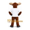 Brown Moose Mascot Costume with White T-Shirt