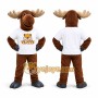 Brown Moose Mascot Costume with White T-Shirt