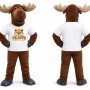 Brown Moose Mascot Costume with White T-Shirt