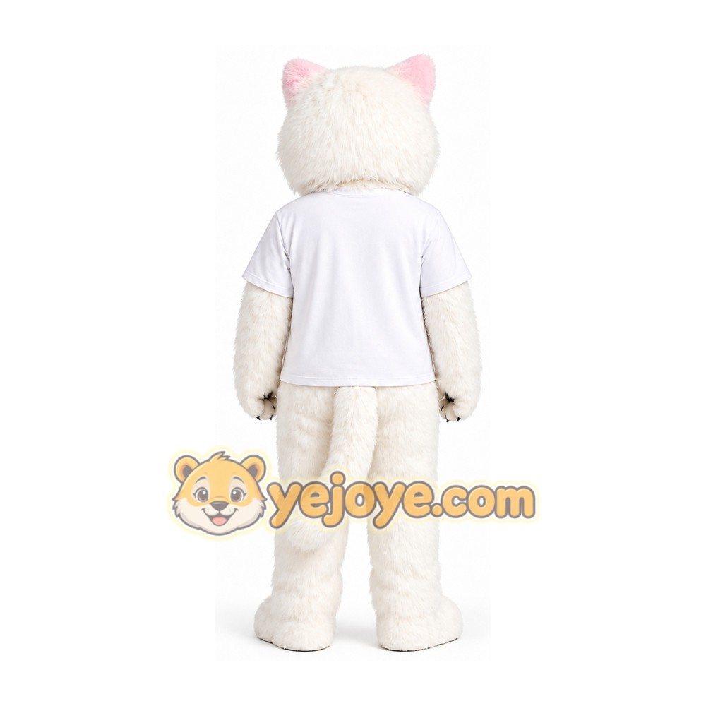 White Cat Mascot Costume with Blue Eyes White Cat Mascot Costume with Blue Eyes