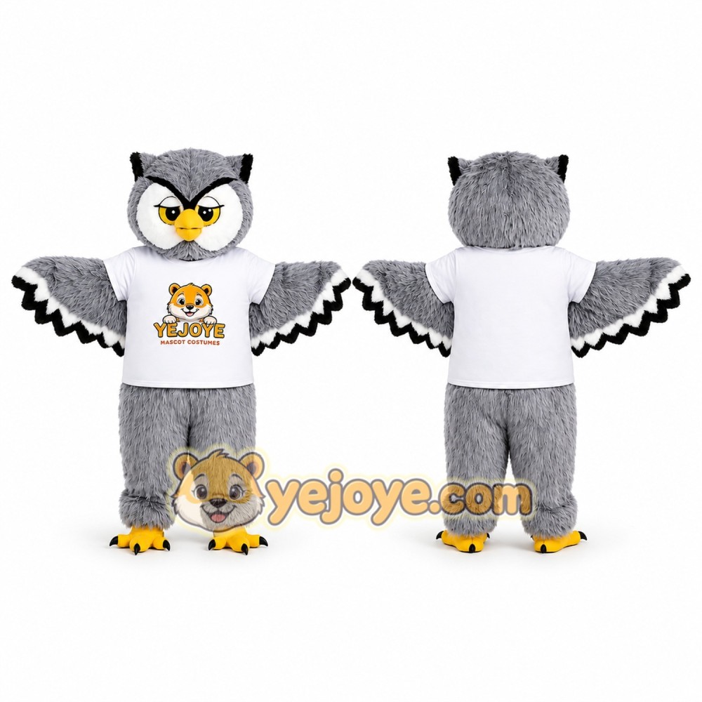 Gray Owl Mascot Costume Gray Owl Mascot Costume