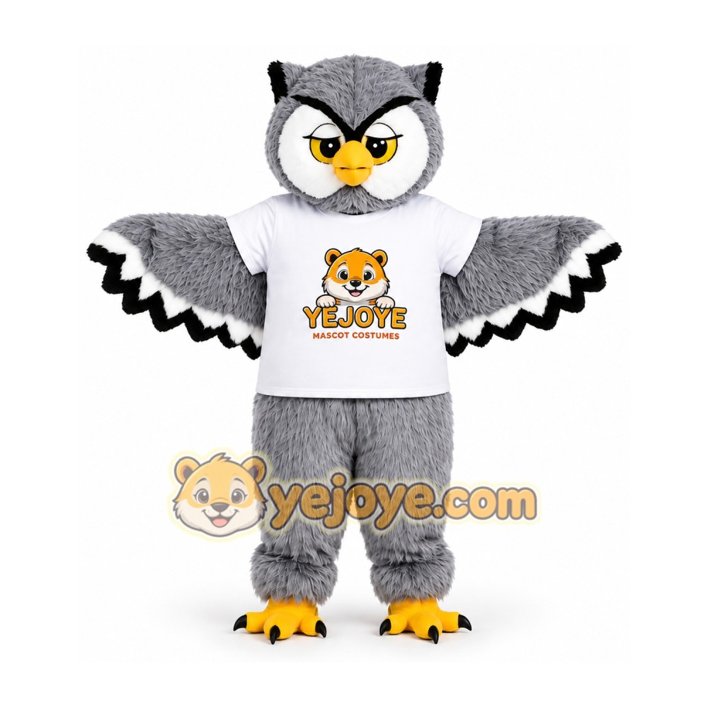 Gray Owl Mascot Costume Gray Owl Mascot Costume