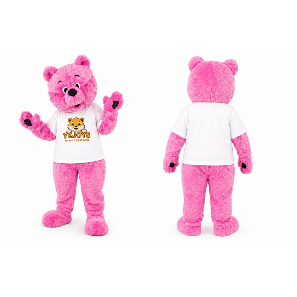 Pink Bear Mascot Costume