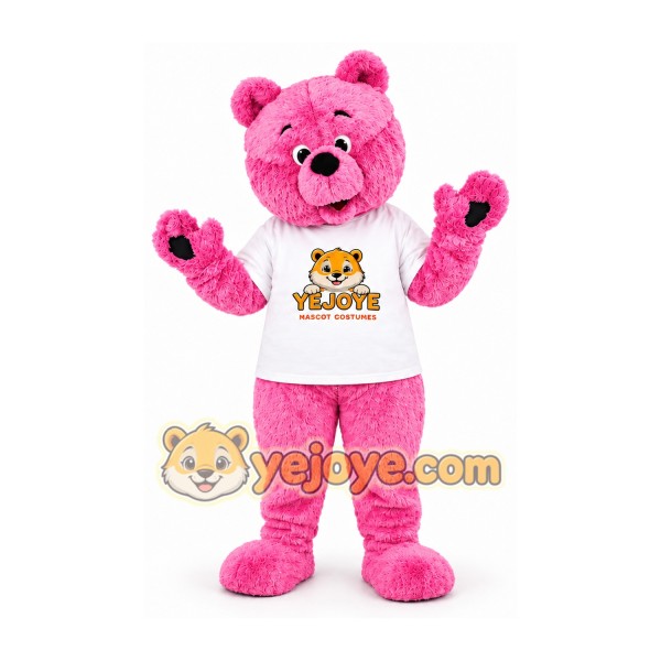 Pink Bear Mascot Costume