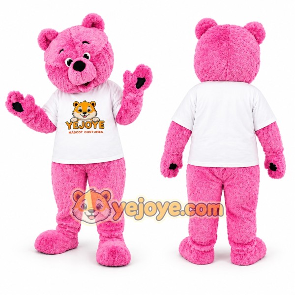 Pink Bear Mascot Costume