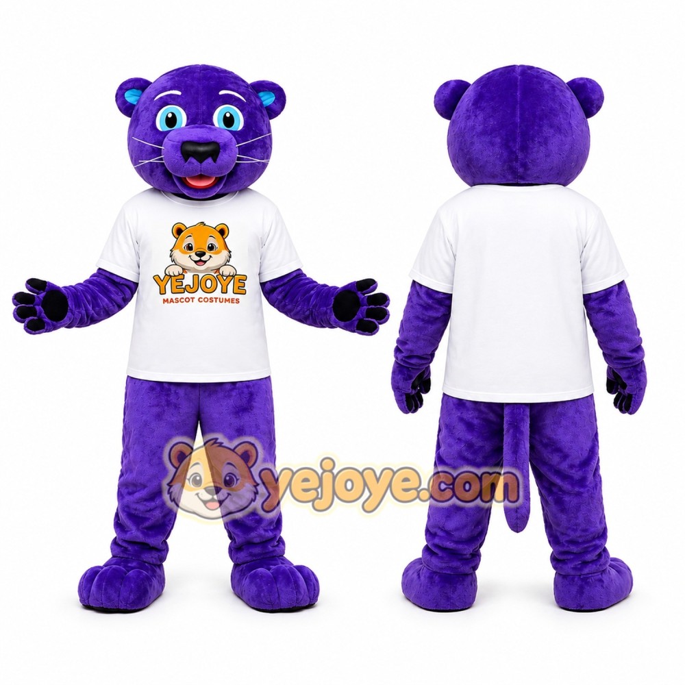 Purple Panther Mascot Costume
