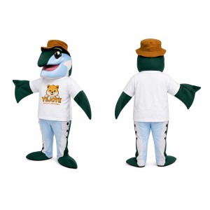 Green Fish Mascot Costume with Hat